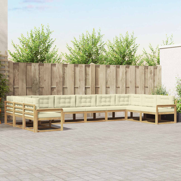 Set de canapele de exterior cu pernă 10 pcs Alb și crem WALTI