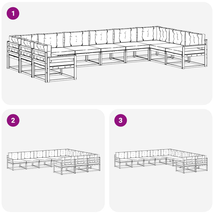 Set de canapele de exterior cu pernă 10 pcs Alb și crem WALTI