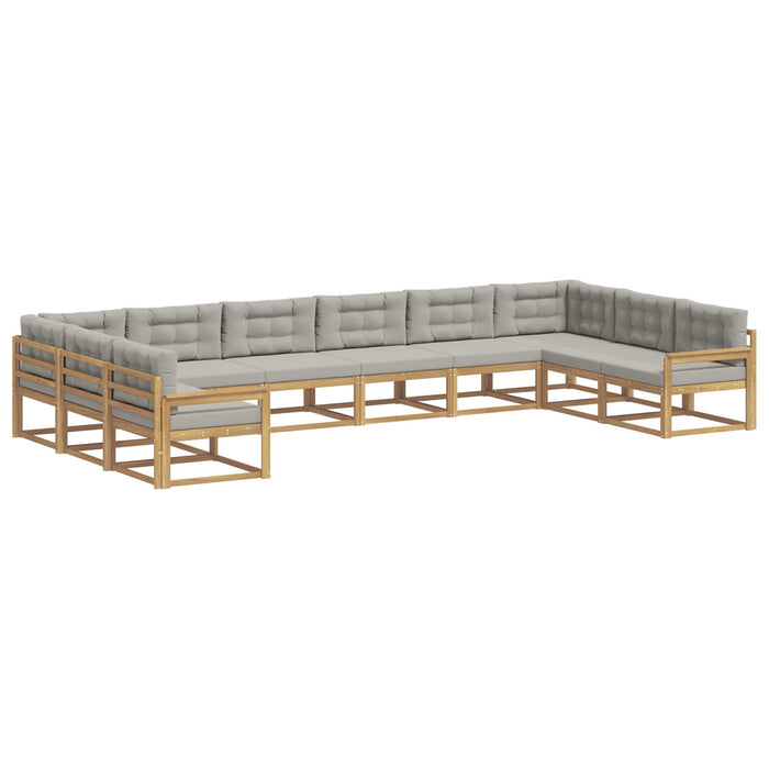 Set de canapele de exterior cu pernă 10 pcs Alb și gri deschis WALTI