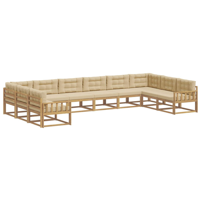 Set de canapele de exterior cu pernă 10 pcs Alb și Bej WALTI