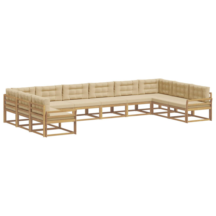 Set de canapele de exterior cu pernă 10 pcs Alb și Bej WALTI