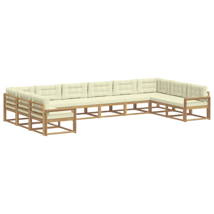 Set de canapele de exterior cu pernă 10 pcs Alb și crem WALTI