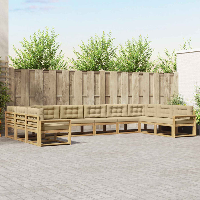 Set de canapele de exterior cu pernă 10 pcs Alb și Bej WALTI