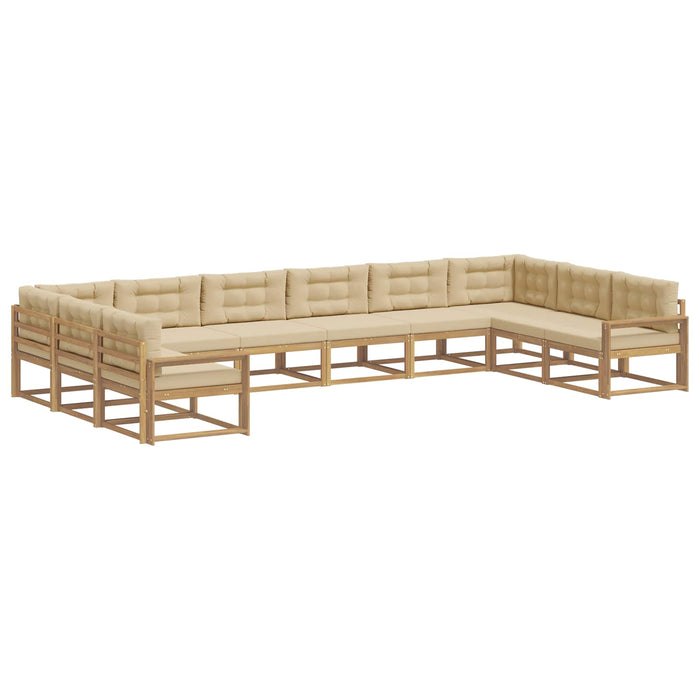 Set de canapele de exterior cu pernă 10 pcs Alb și Bej WALTI