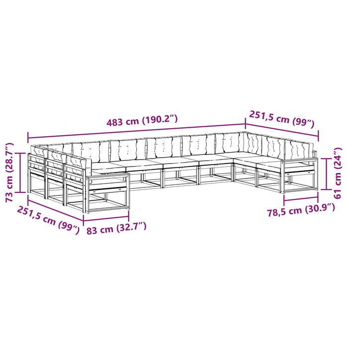 Set de canapele de exterior cu pernă 10 pcs Alb și Bej WALTI