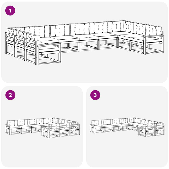 Set de canapele de exterior cu pernă 10 pcs Alb și Bej WALTI