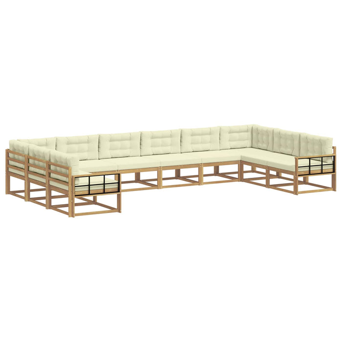 Set de canapele de exterior cu pernă 10 pcs Alb și crem WALTI