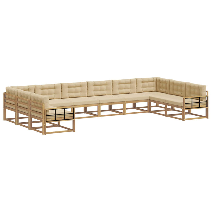 Set de canapele de exterior cu pernă 10 pcs Alb și Bej WALTI
