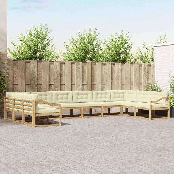 Set de canapele de exterior cu pernă 10 pcs Alb și crem WALTI