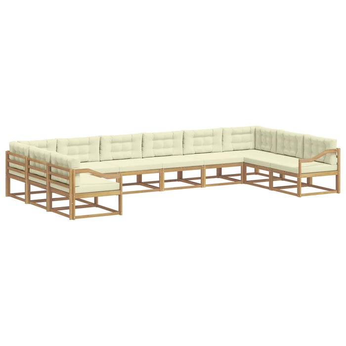 Set de canapele de exterior cu pernă 10 pcs Alb și crem WALTI