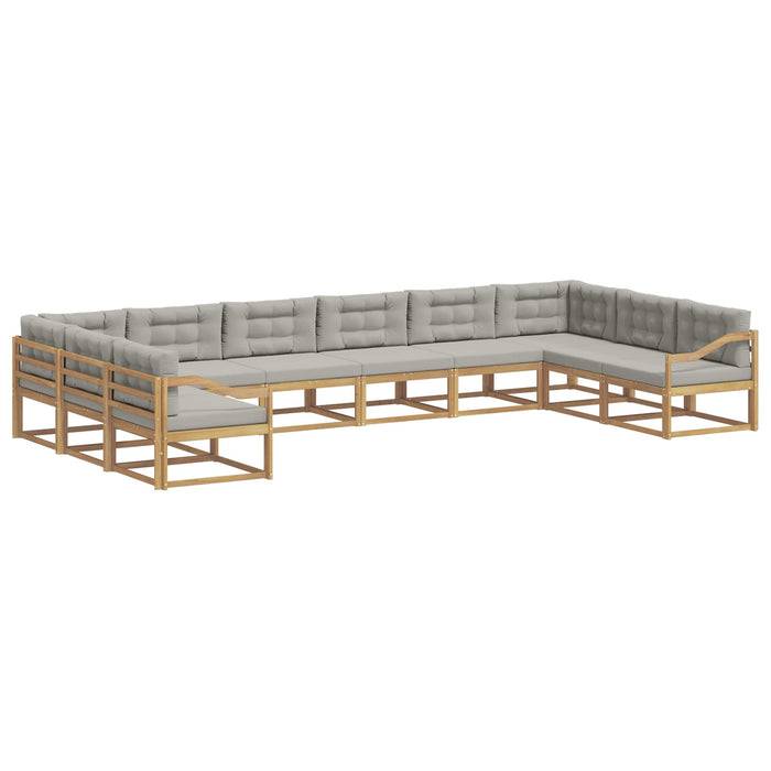 Set de canapele de exterior cu pernă 10 pcs Alb și gri deschis WALTI