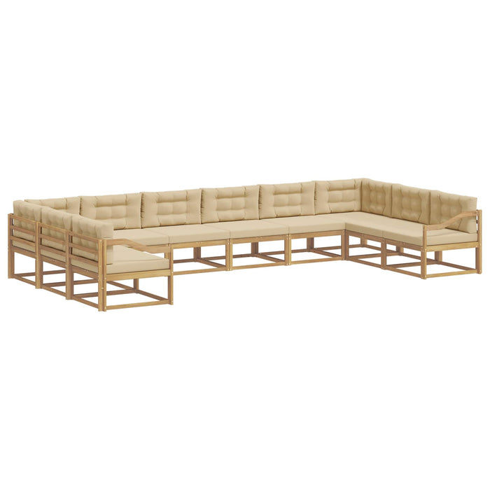 Set de canapele de exterior cu pernă 10 pcs Alb și Bej WALTI