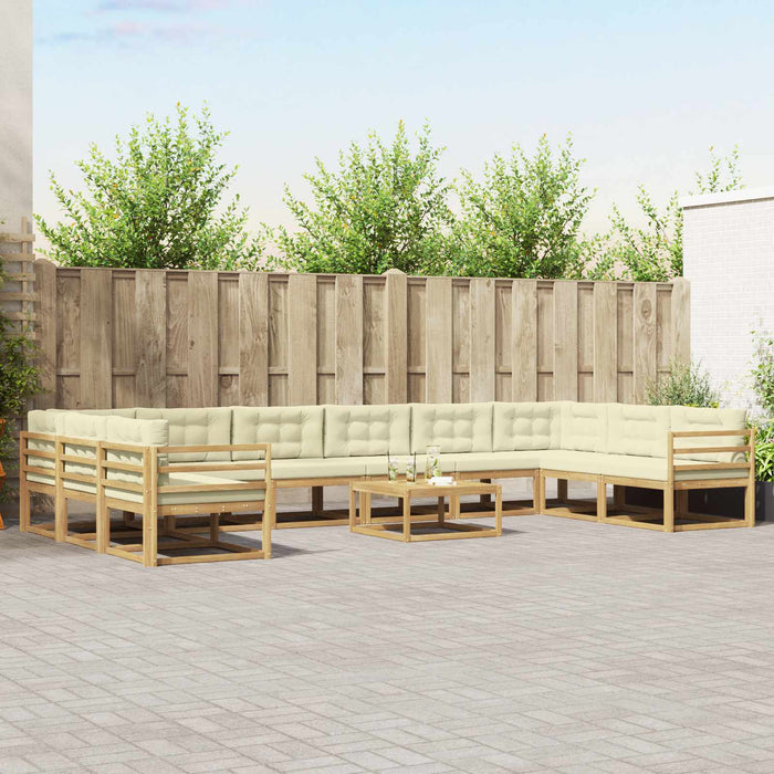 Set de canapele de exterior cu pernă 11 pcs Alb și crem WALTI