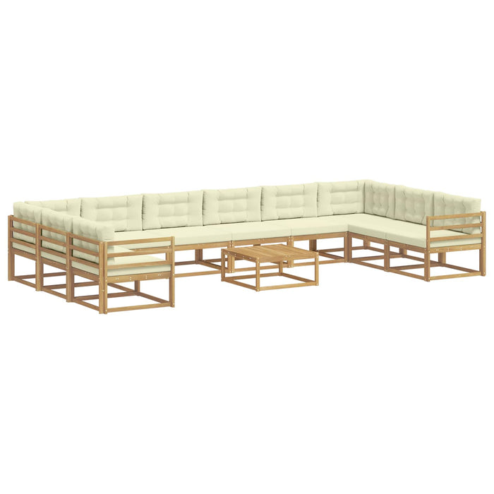 Set de canapele de exterior cu pernă 11 pcs Alb și crem WALTI