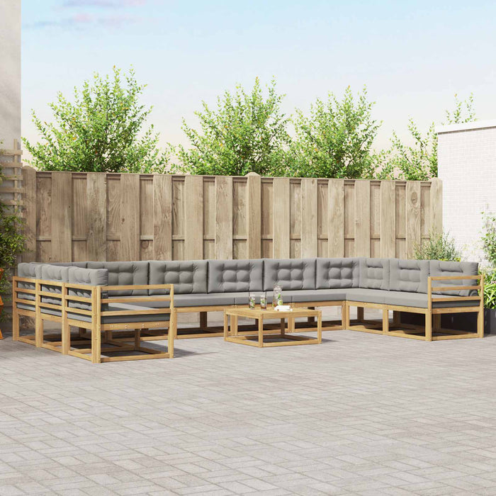 Set de canapele de exterior cu pernă 11 pcs Alb și gri deschis WALTI