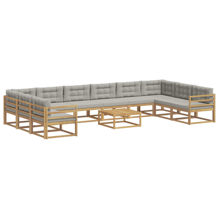 Set de canapele de exterior cu pernă 11 pcs Alb și gri deschis WALTI