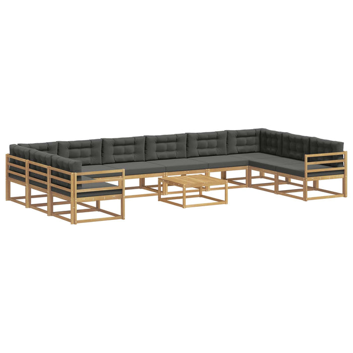 Set de canapele de exterior cu pernă 11 pcs Alb și antracit WALTI