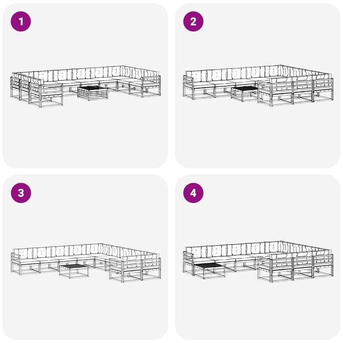 Set de canapele de exterior cu pernă 11 pcs Alb și antracit WALTI