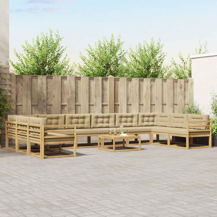 Set de canapele de exterior cu pernă 11 pcs Alb și Bej WALTI