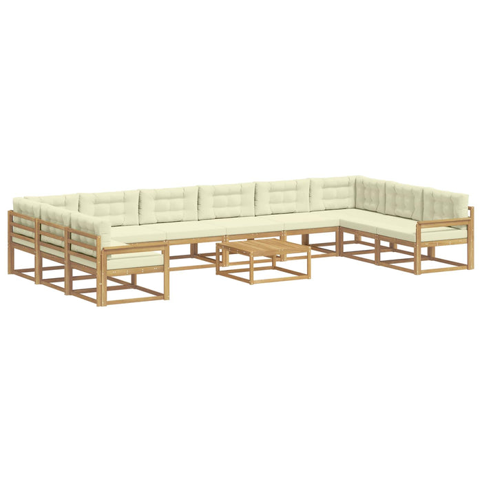 Set de canapele de exterior cu pernă 11 pcs Alb și crem WALTI