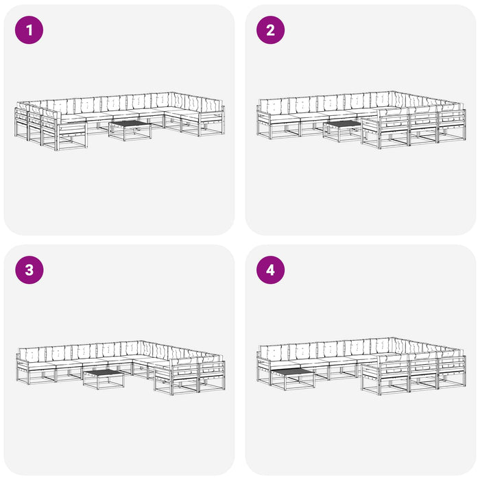 Set de canapele de exterior cu pernă 11 pcs Alb și crem WALTI