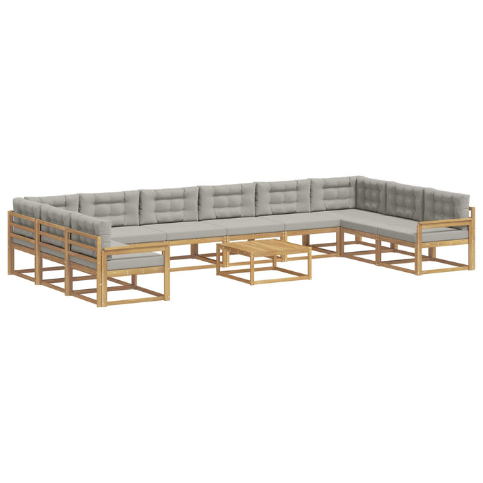 Set de canapele de exterior cu pernă 11 pcs Alb și gri deschis WALTI