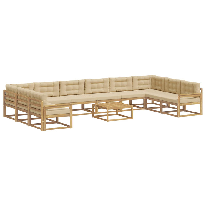 Set de canapele de exterior cu pernă 11 pcs Alb și Bej WALTI