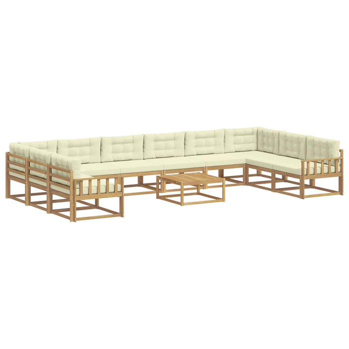Set de canapele de exterior cu pernă 11 pcs Alb și crem WALTI