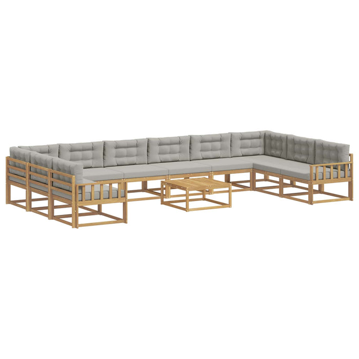 Set de canapele de exterior cu pernă 11 pcs Alb și gri deschis WALTI