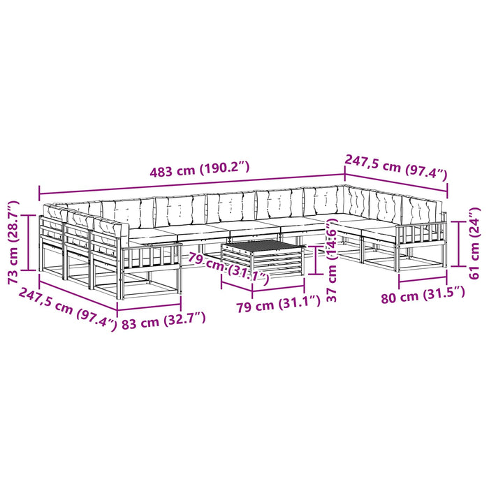 Set de canapele de exterior cu pernă 11 pcs Alb și antracit WALTI