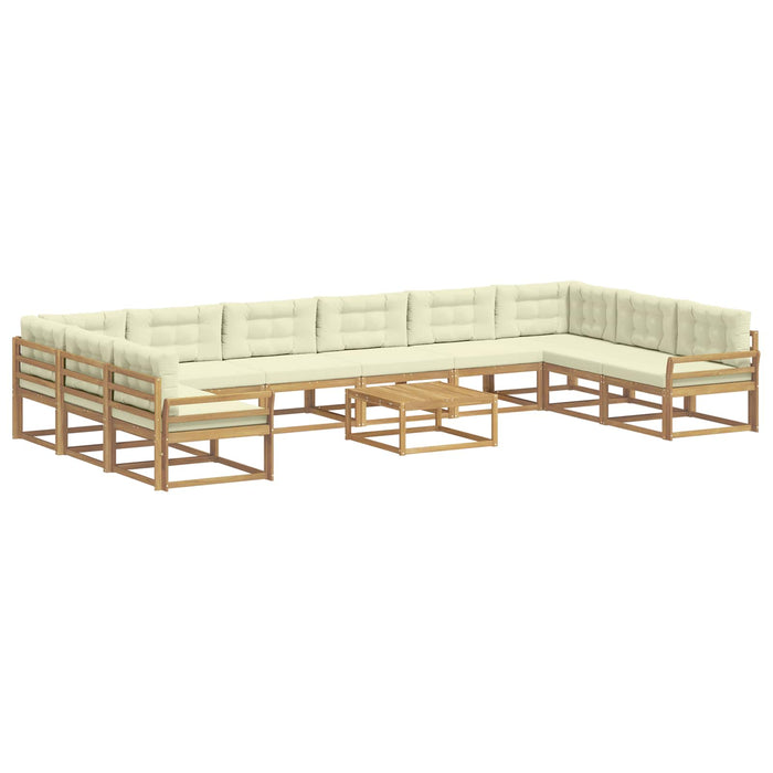 Set de canapele de exterior cu pernă 11 pcs Alb și crem WALTI