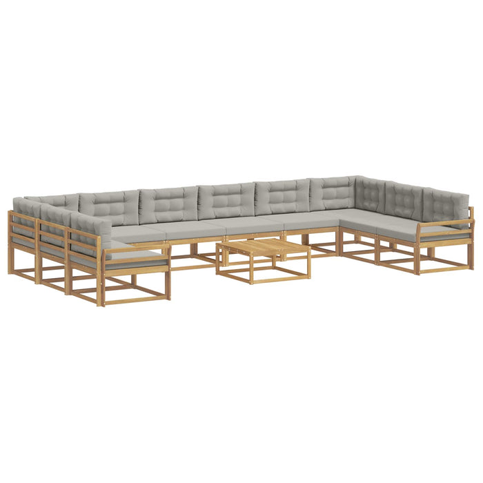 Set de canapele de exterior cu pernă 11 pcs Alb și gri deschis WALTI