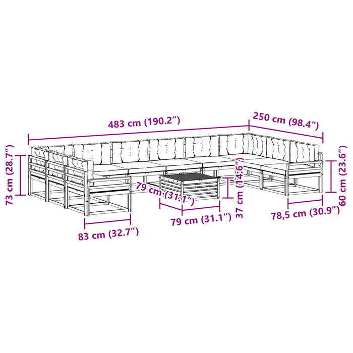 Set de canapele de exterior cu pernă 11 pcs Alb și Bej WALTI