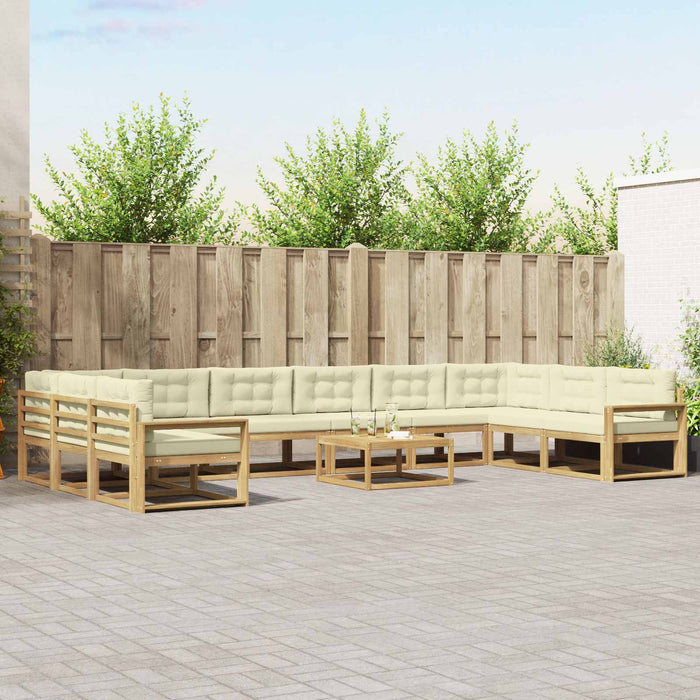 Set de canapele de exterior cu pernă 11 pcs Alb și crem WALTI