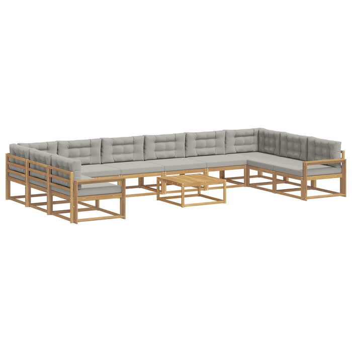 Set de canapele de exterior cu pernă 11 pcs Alb și gri deschis WALTI