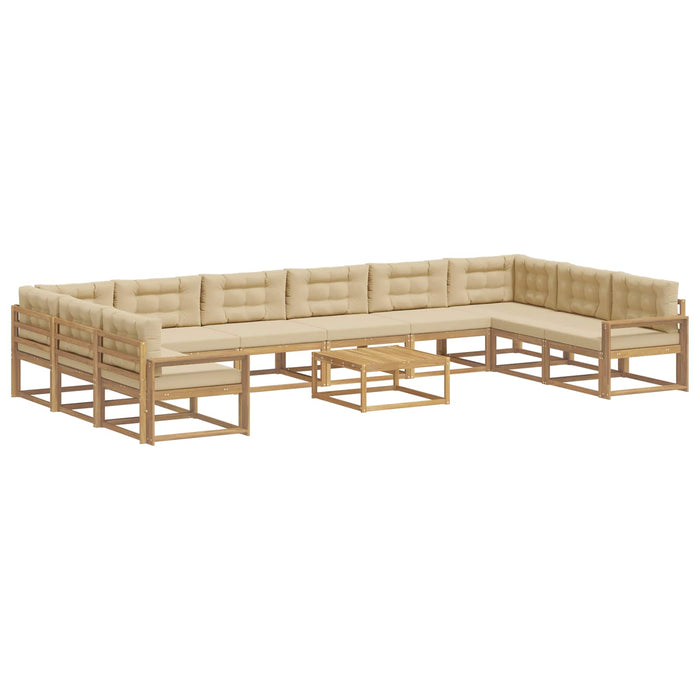 Set de canapele de exterior cu pernă 11 pcs Alb și Bej WALTI