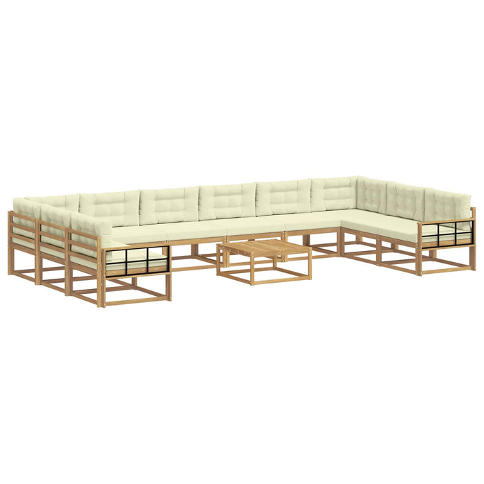 Set de canapele de exterior cu pernă 11 pcs Alb și crem WALTI
