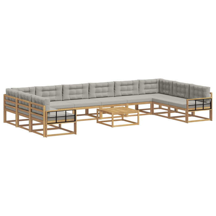 Set de canapele de exterior cu pernă 11 pcs Alb și gri deschis WALTI