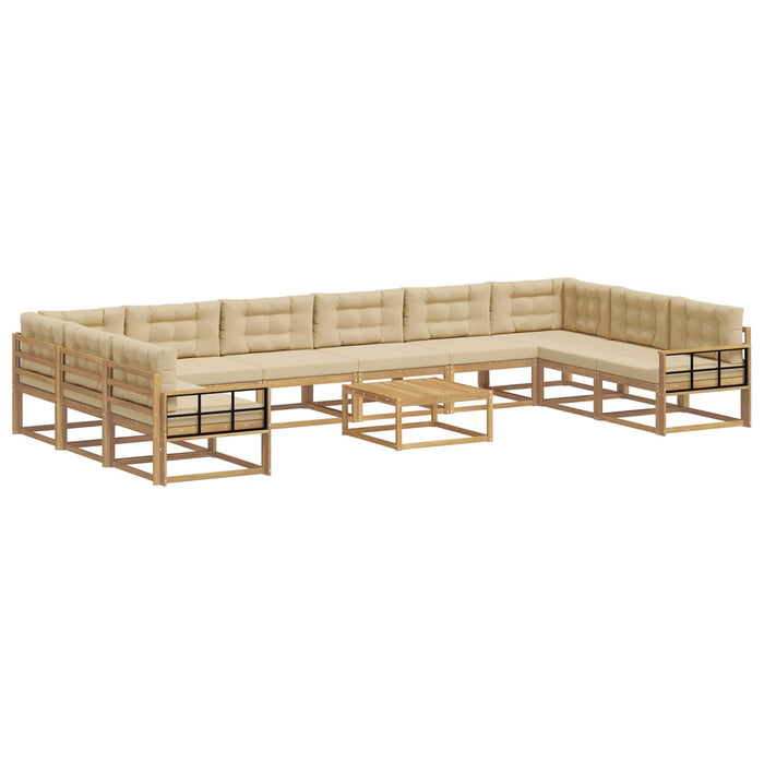 Set de canapele de exterior cu pernă 11 pcs Alb și Bej WALTI