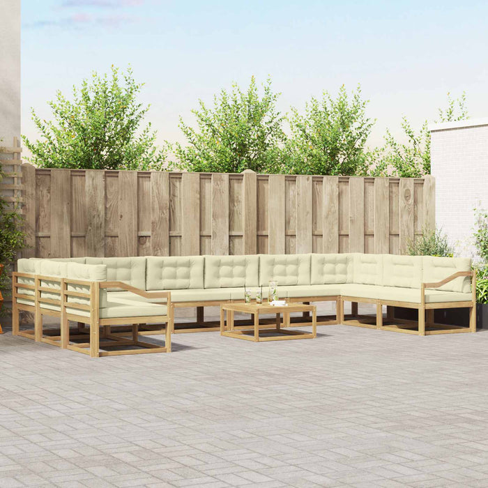 Set de canapele de exterior cu pernă 11 pcs Alb și crem WALTI