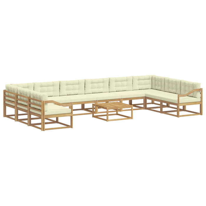 Set de canapele de exterior cu pernă 11 pcs Alb și crem WALTI