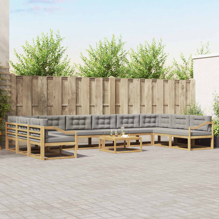 Set de canapele de exterior cu pernă 11 pcs Alb și gri deschis WALTI