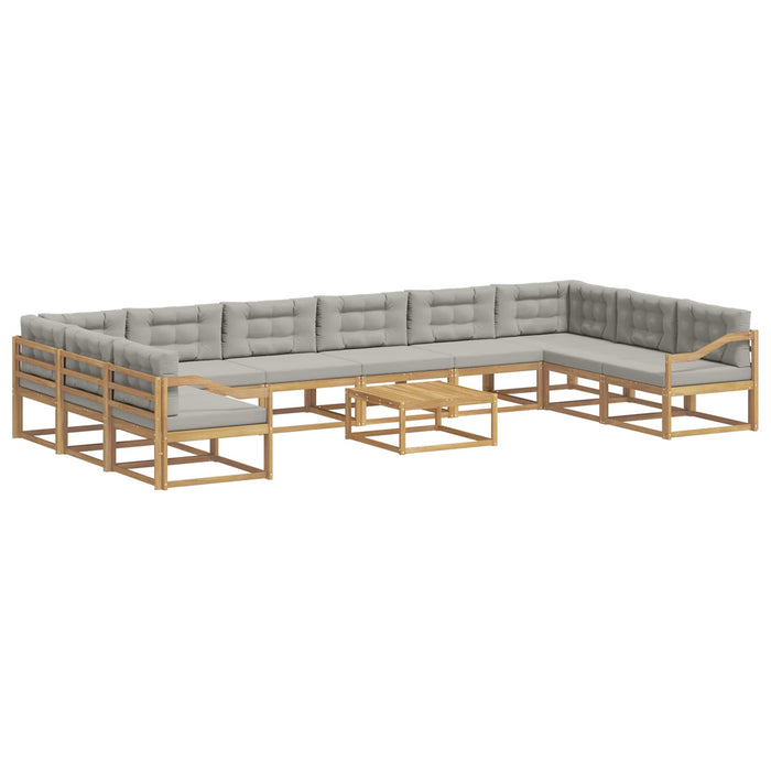 Set de canapele de exterior cu pernă 11 pcs Alb și gri deschis WALTI