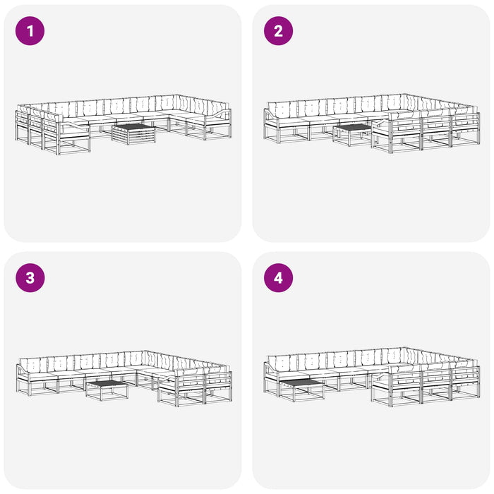 Set de canapele de exterior cu pernă 11 pcs Alb și gri deschis WALTI