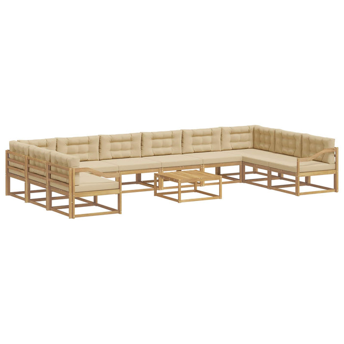 Set de canapele de exterior cu pernă 11 pcs Alb și Bej WALTI
