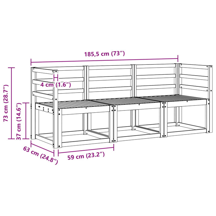Set de canapele de exterior 3 pcs Alb 185,5 x 63 x 73 cm WALTI