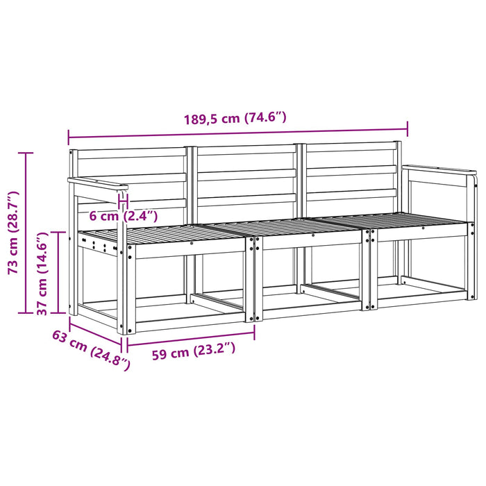 Set de canapele de exterior 3 pcs Alb 189,5 x 63 x 73 cm WALTI