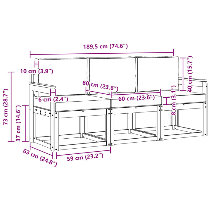 Set de canapele de exterior 3 pcs Alb și gri deschis WALTI