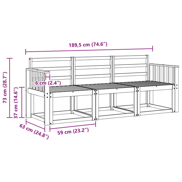 Set de canapele de exterior 3 pcs Alb 189,5 x 63 x 73 cm WALTI