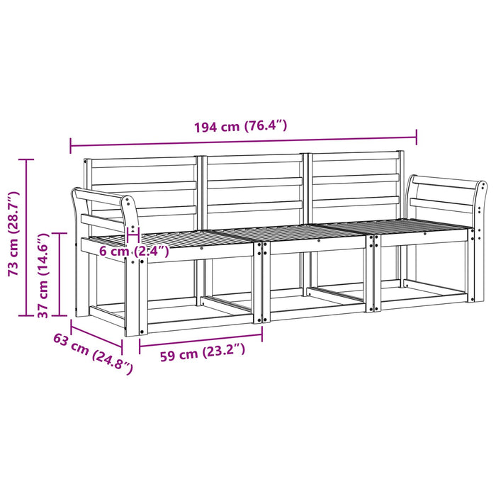 Set de canapele de exterior 3 pcs Alb 194 x 63 x 73 cm WALTI
